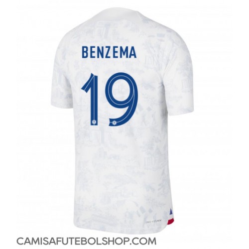 Camisa de time de futebol França Karim Benzema #19 Replicas 2º Equipamento Mundo 2022 Manga Curta